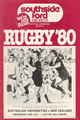 Australian Universities v New Zealand 1980 rugby  Programme